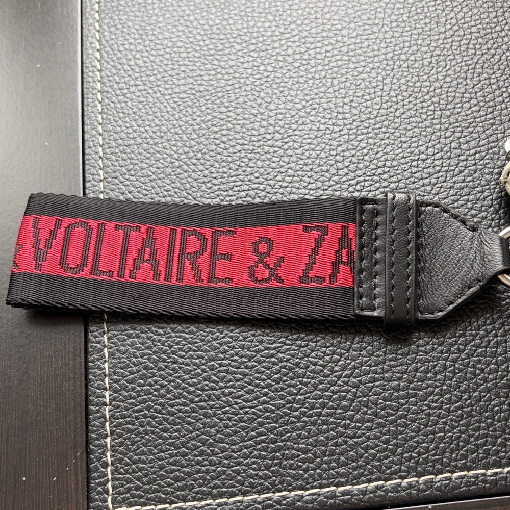Zadig and Voltaire white leather clutch bag black white woman motorcycle logo - Picture 3 of 11
